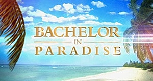 Bachelor in Paradise logo over tropical background